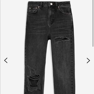 Washed Black Ripped Topshop Mom Jeans